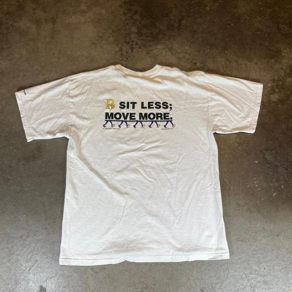 Vintage 90s Rx Sit Less Move More white cotton tee Men's Size Large